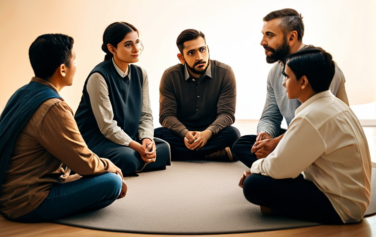 감정전이의 긍정적 효과 사례 - Empathy and Connection**
"A group of diverse people sitting in a circle, listening attentively to o...