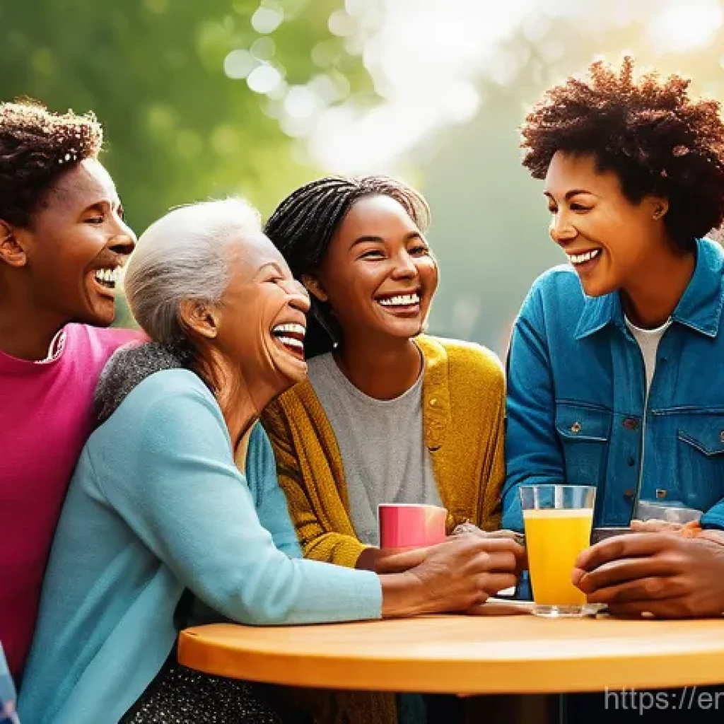 감정전이와 사회적 상호작용 - A vibrant, dynamic illustration depicting diverse individuals of various ages and backgrounds engage...