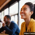 Home 12 감정전이의 심리적 효과 - **Prompt:** A vibrant, sunlit modern cafe bustling with diverse people. In the foreground, a young a...